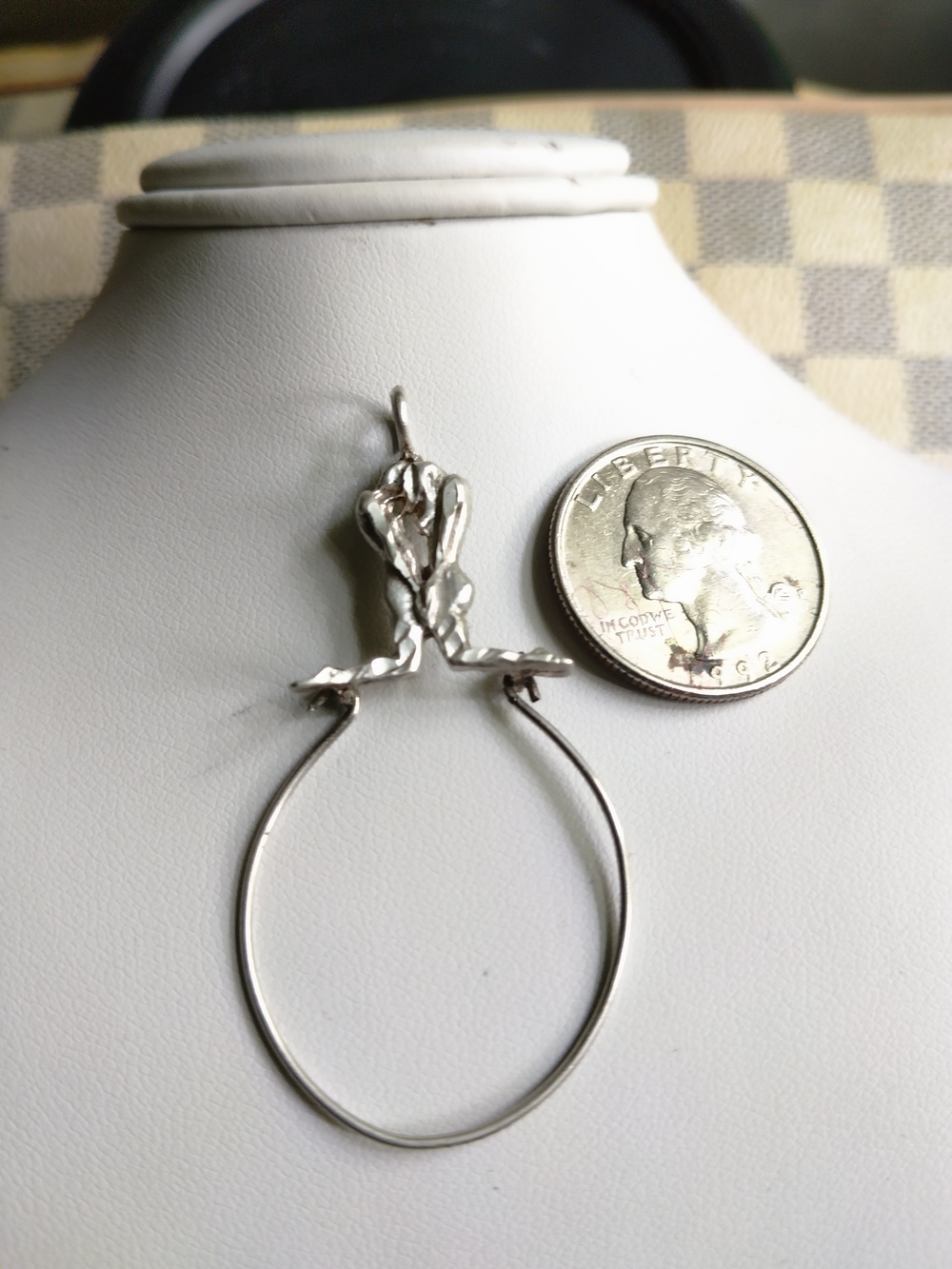 Sterling Silver Sculpted Hoop Pendant - White Silver